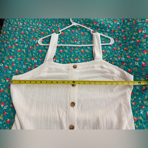 Ava & Viv Dresses & Skirts - AVA & VIV White Button Front Midi Dress 1X Textured Tie Back